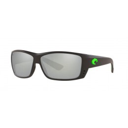 Costa Cat Cay Men's Sunglasses Matte Black Green Logo/Gray Silver Mirror