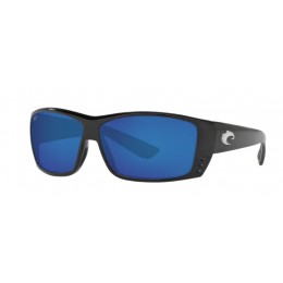 Costa Cat Cay Men's Sunglasses Shiny Black/Blue Mirror