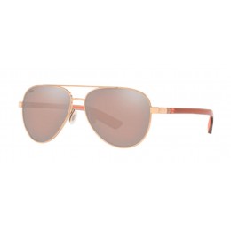 Costa Peli Men's Sunglasses Shiny Rose Gold/Copper Silver Mirror