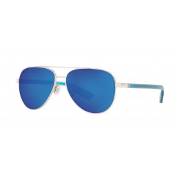 Costa Peli Men's Sunglasses Shiny Silver/Blue Mirror