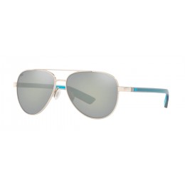 Costa Peli Men's Sunglasses Shiny Silver/Gray Silver Mirror