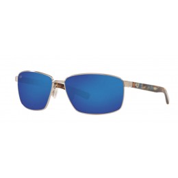 Costa Ponce Men's Sunglasses Brushed Silver/Blue Mirror