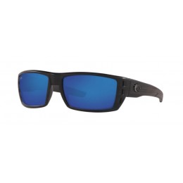 Costa Rafael Men's Sunglasses Matte Black Teak/Blue Mirror