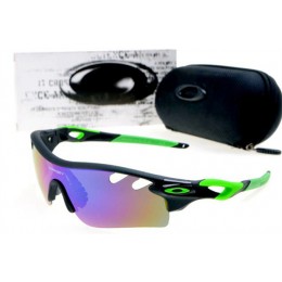 Oakley Radarlock Path Sunglasses In Matte Black/Island Green/Blue Iridium