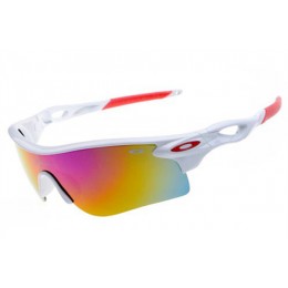 Oakley Radarlock Sunglasses In White/Red Iridium