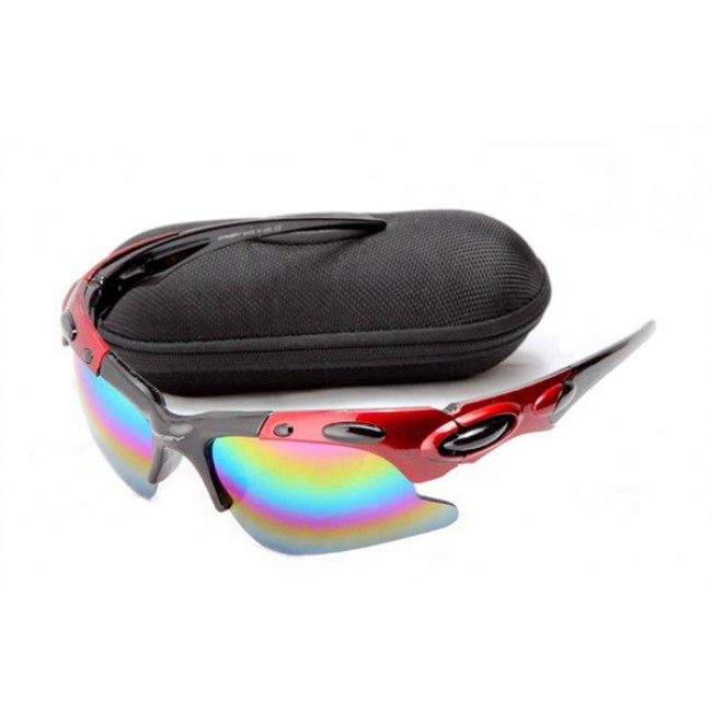 Oakley Plate Sunglasses In Black And Red/Colorful Iridium