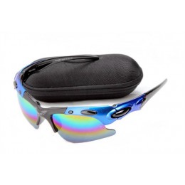 Oakley Plate Sunglasses In Black/Blue/Colorful Iridium