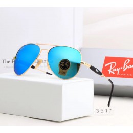 Ray Ban Rb3517 Sunglasses Mirror Ice Blue/Gold With Black